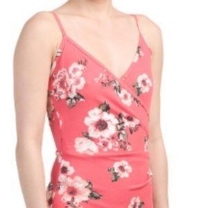 New Pink Floral Romper Envelope Skirt